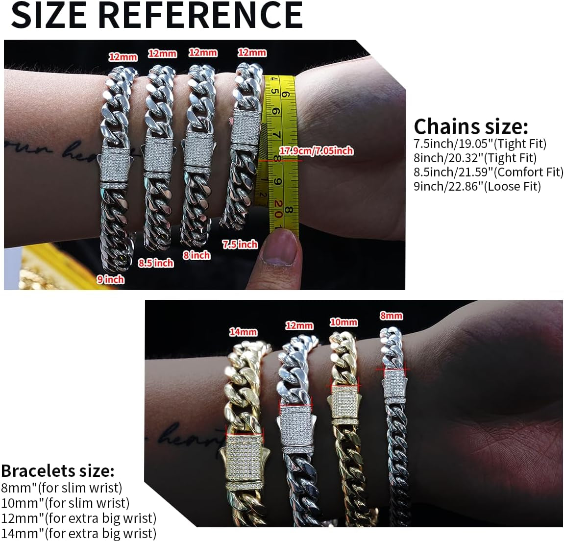 12Mm Miami Cuban Link Bracelet 14K REAL Gold Plated Hypoallergenic Premium Stainless Steel Hip Hop Jewelry for Men Women Father Day Birthday Gift (No Color Fade, Double-Sided Iced Out Clasp)