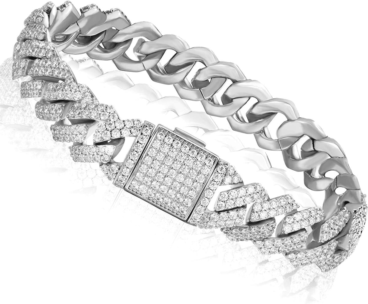 12Mm Cuban Link Bracelet Hypoallergenic 14K REAL Gold Plated Iced Out Hip Hop Jewelry 5A+ Cubic Zirconia Prong-Setting for Men Women Father Day Christmas Birthday Gift